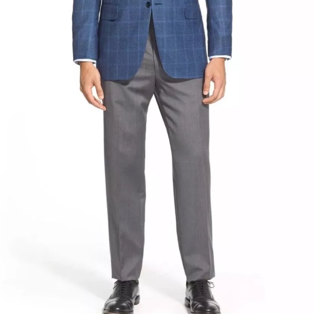 New (Nwot) Canali Tessuto Flat Front Classic Fit Wool Dress Pants Size 48 (Grey)